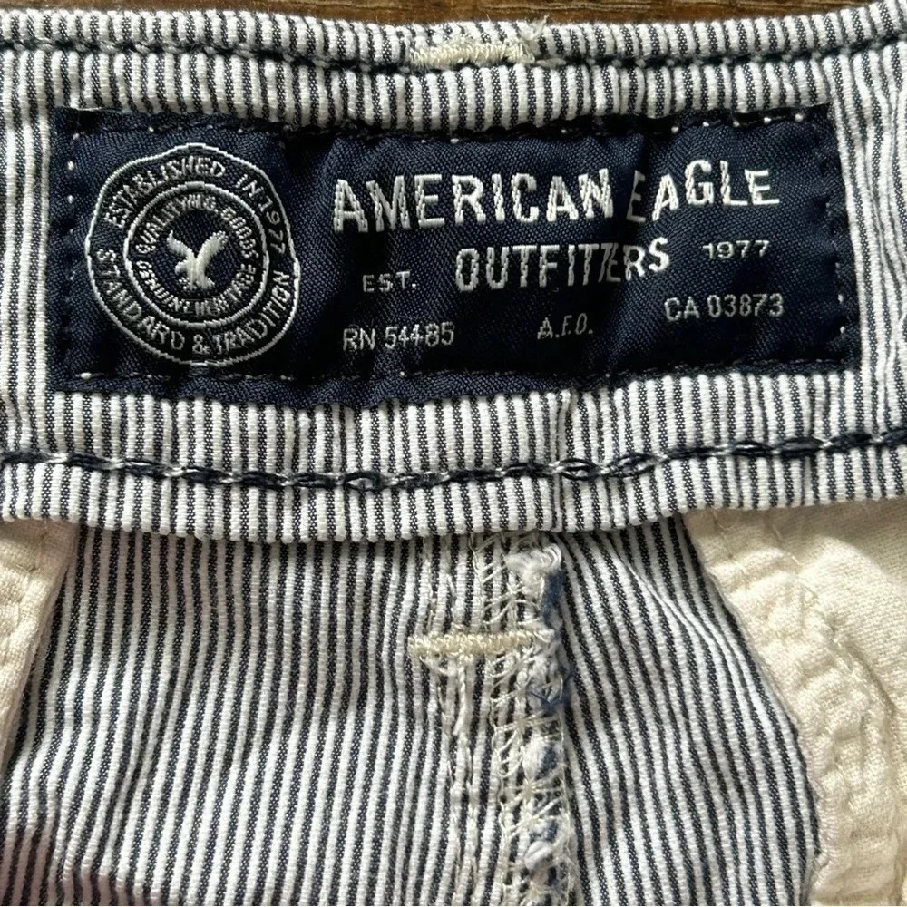 American Eagle Men’s 32 Seersucker Shorts Classic Fit Cotton EUC‎ Navy/White